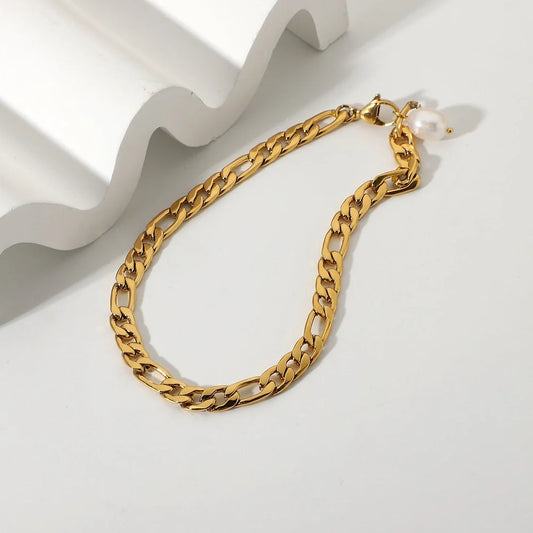 18K gold plated stainless steel anklet with 29.5cm chain and 8.75mm width