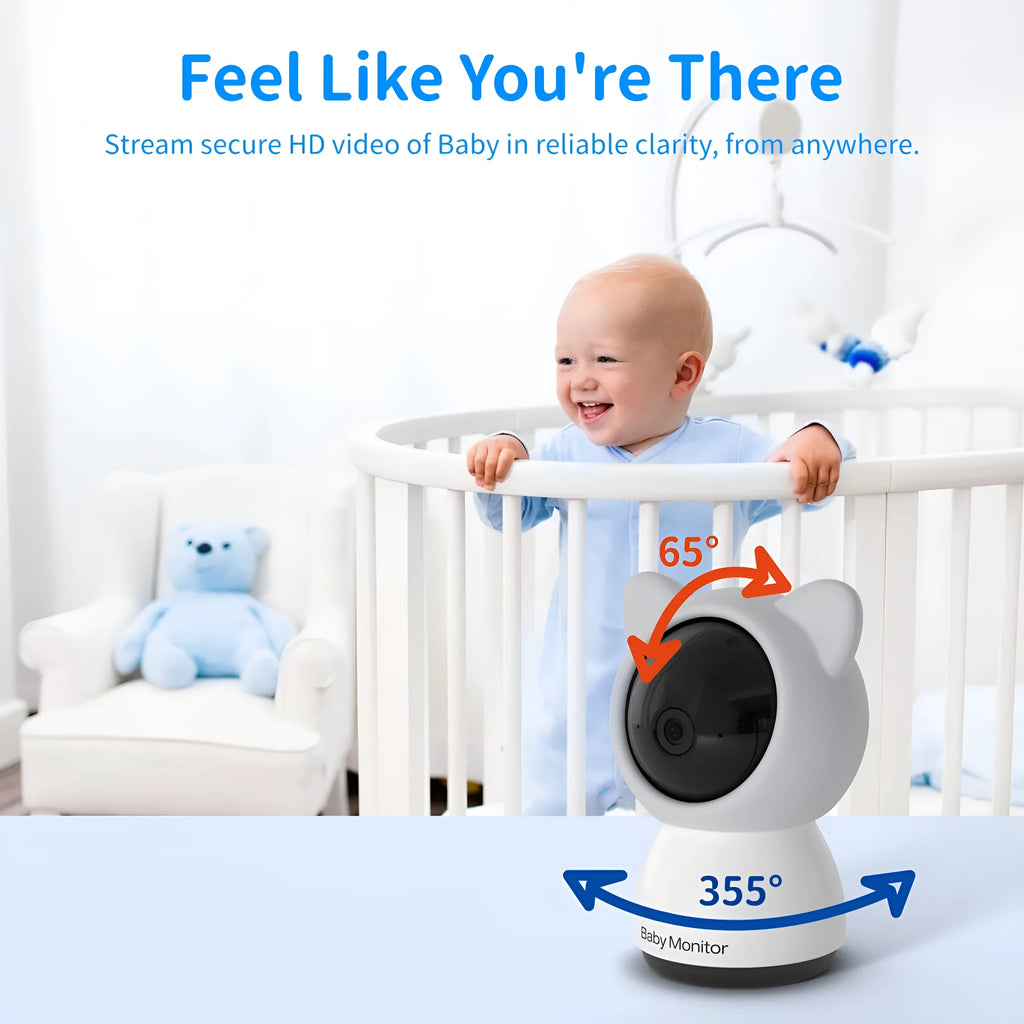 5-inch 1080p baby monitor with pan tilt camera, night vision, and 3000mAh battery