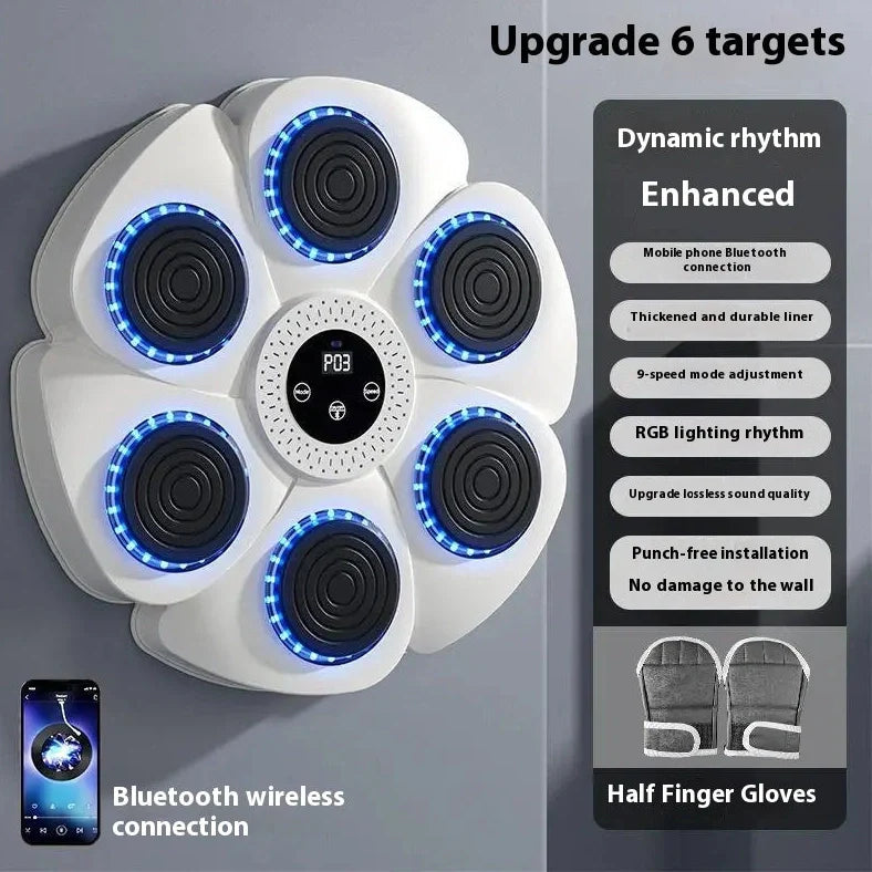 Black Bluetooth boxing target with wireless half-finger gloves for home fitness training