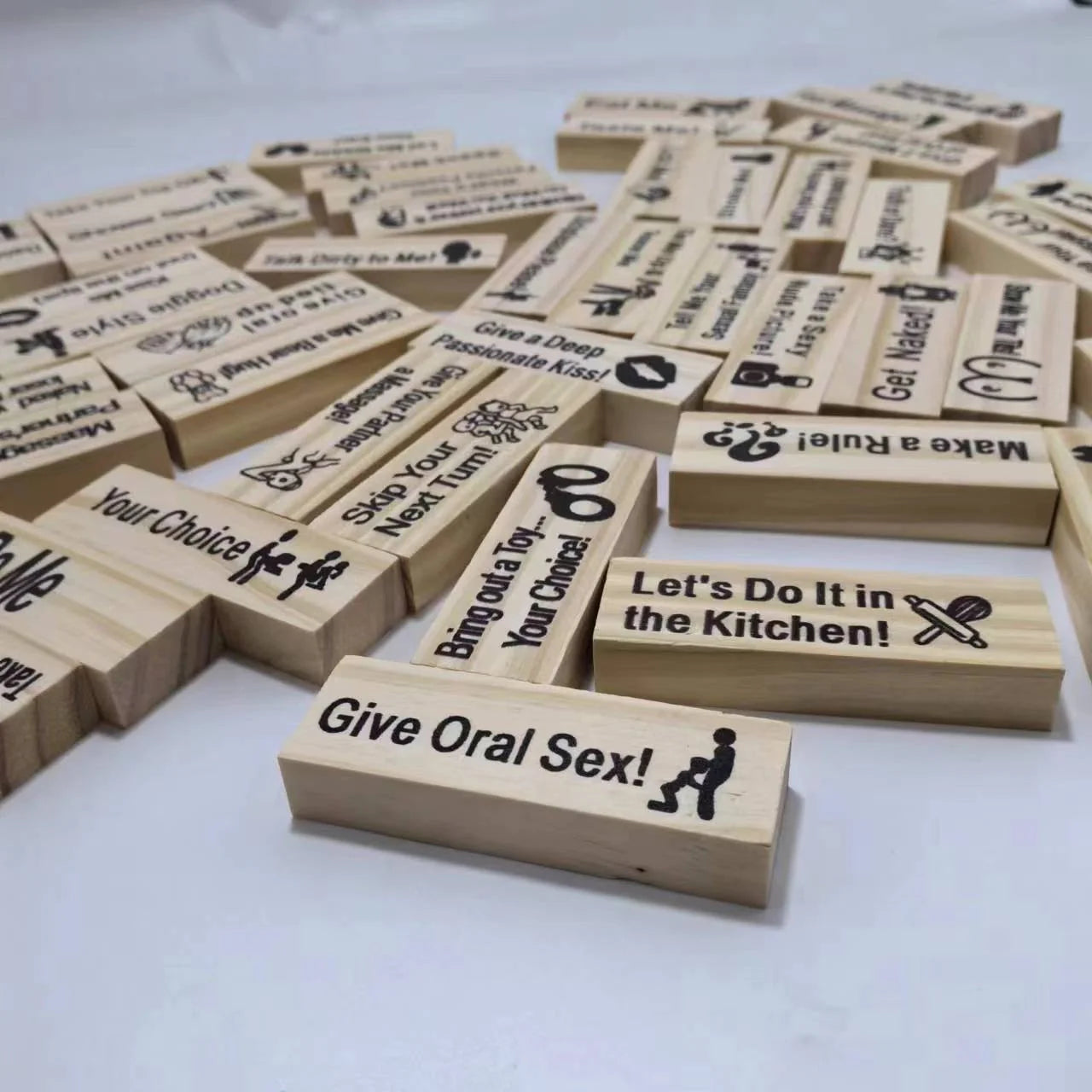 Sustainable wooden block tower game for couples, perfect for Valentine's Day and date nights