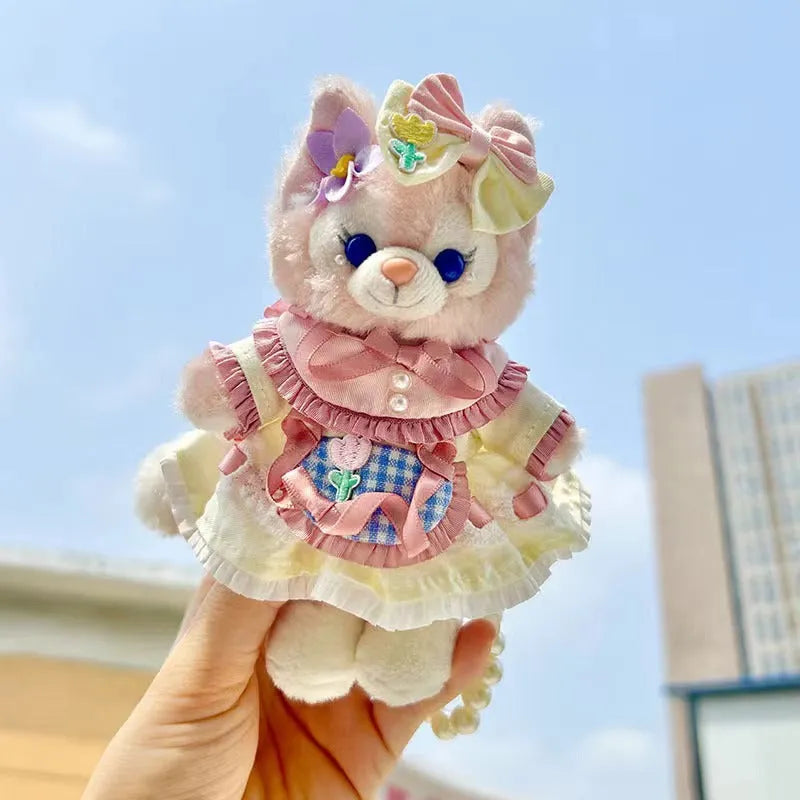 15cm doll clothes pendant in plush fabric, removable and washable, featuring a themed suit design for small dolls