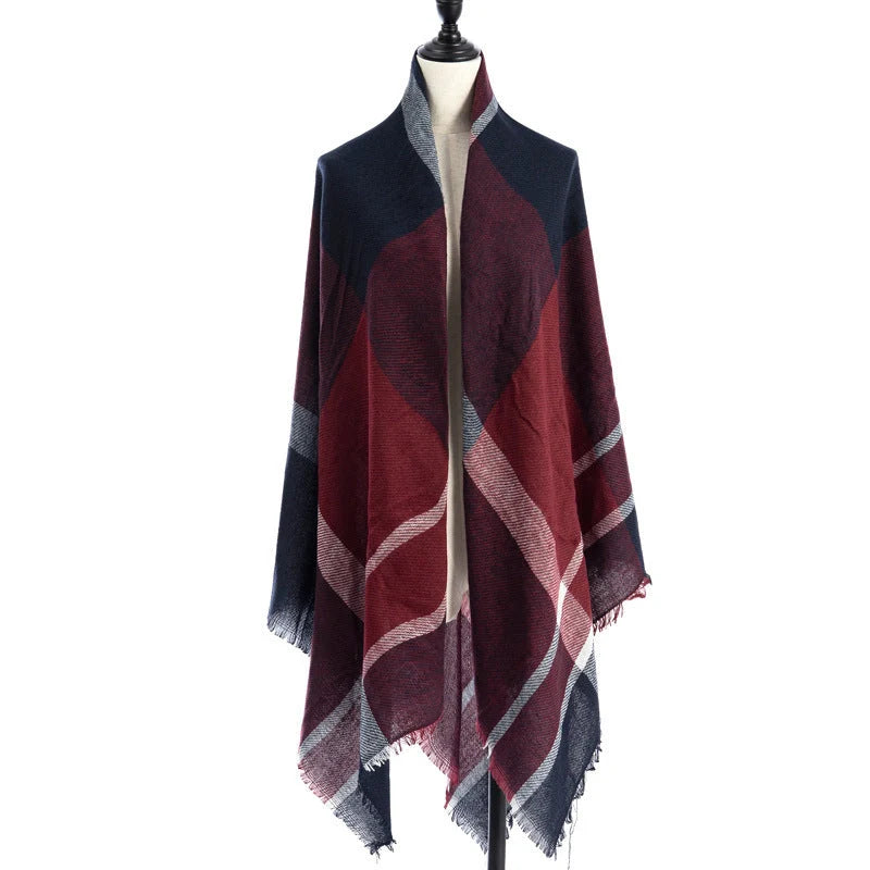 Women's double-sided Qicaigei scarf shawl in imitation cashmere, 140x140cm
