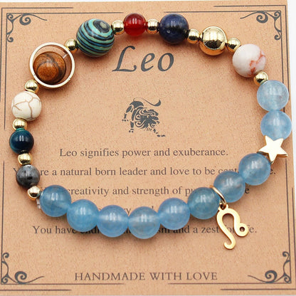 Twelve Constellations Natural Stone Beaded Bracelets - Unisex Astrological Jewellery