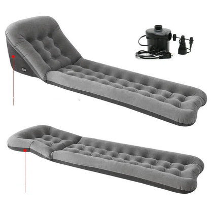 Automatic air mattress camping bed with quick inflation feature, dark blue and grey options