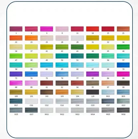 Double-headed alcohol animation paint pens with round and inclined tips in multiple colour sets