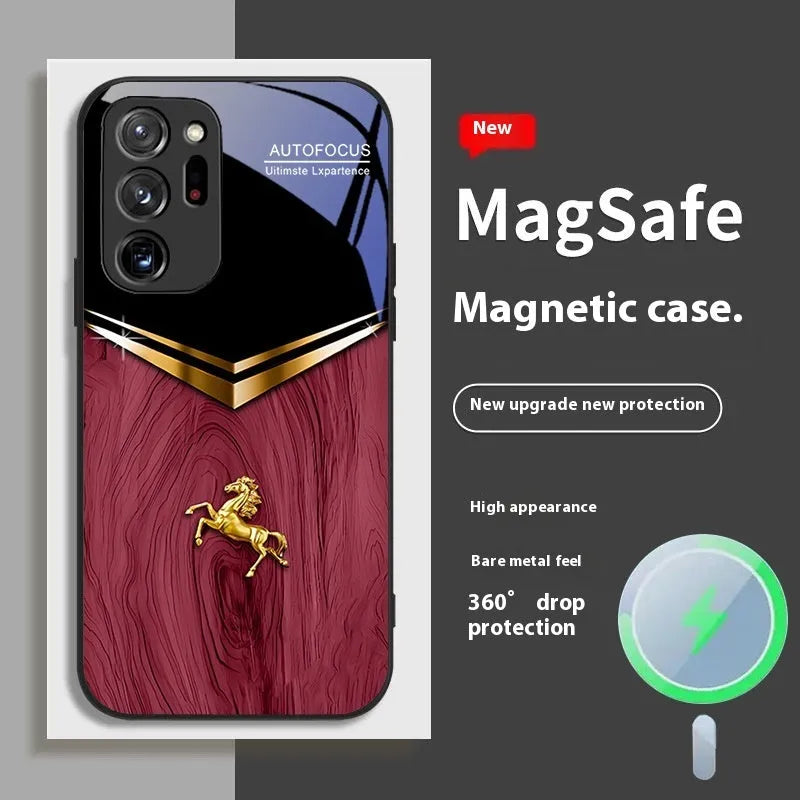 Metal phone case for Samsung with magnetic element, sprayed finish, in black colour