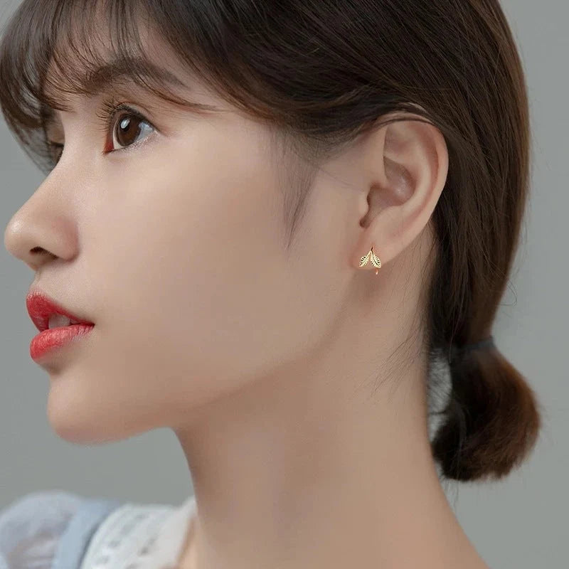 Handmade S925 sterling silver branch bud earrings in gold and white gold finishes