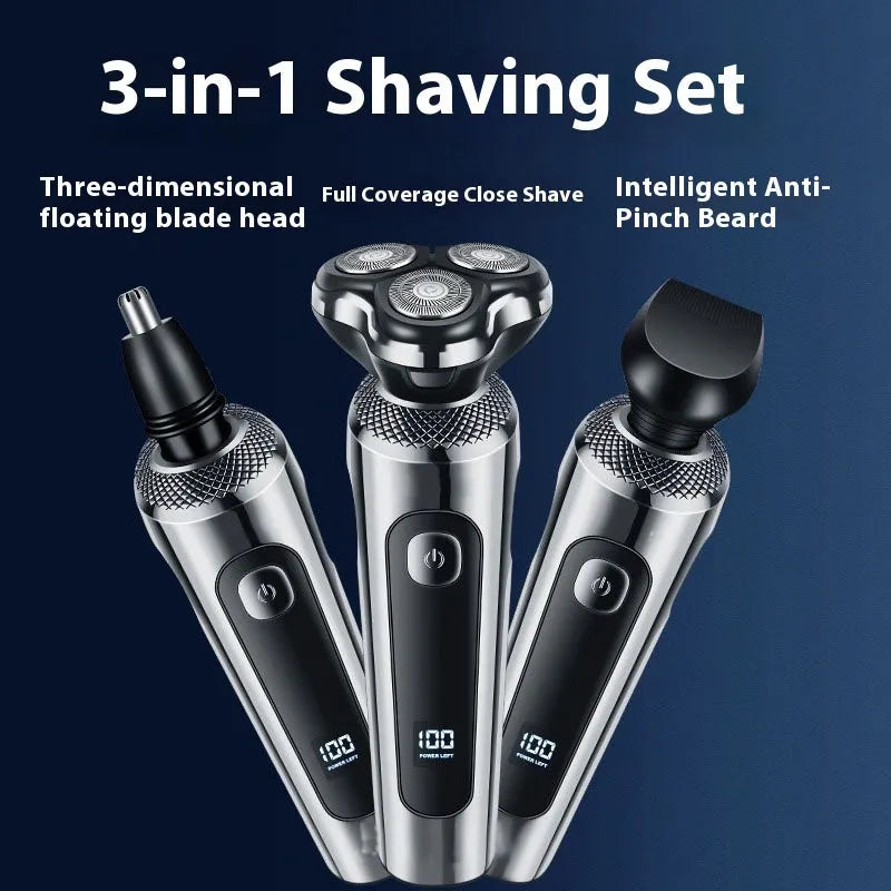Digital USB rechargeable beard scraper shaver with LED display in five-in-one colour