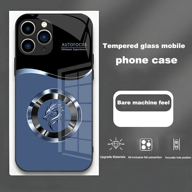 All-inclusive drop-resistant metal phone case in Obsidian Black with wave pattern