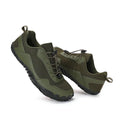 Men's outdoor mountaineering training shoes in army green with genuine leather upper, size 36–48