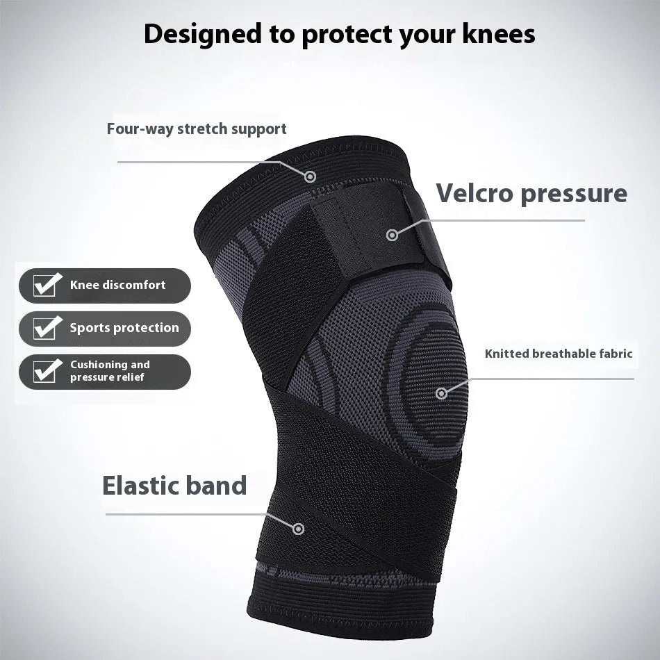 Single non-slip fitness knee pad in nylon cloth, shown in one of six colours with weight sizing codes S to 3XL.