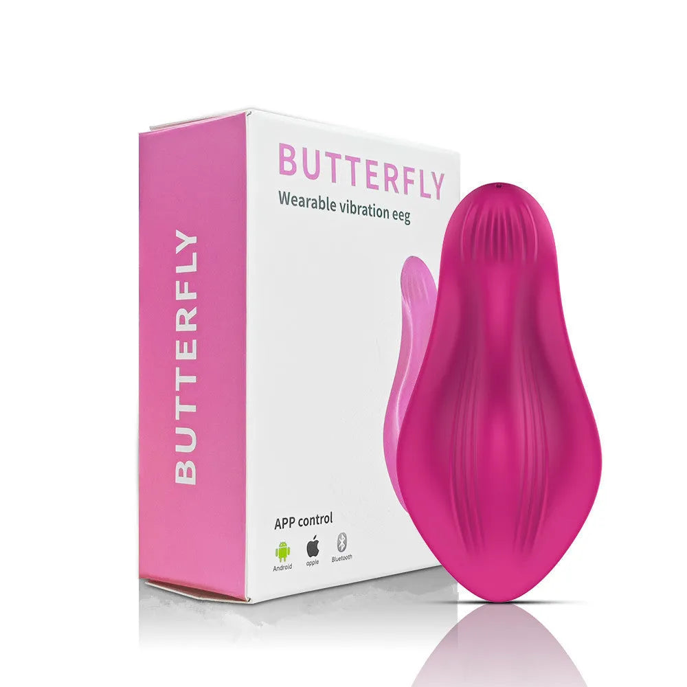 Rose red wearable female massager with APP remote control and USB charging