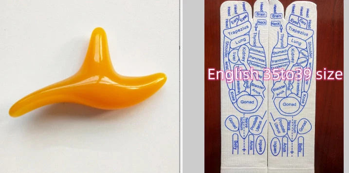 Acupressure foot massager socks with reflexology charts for enhanced therapy