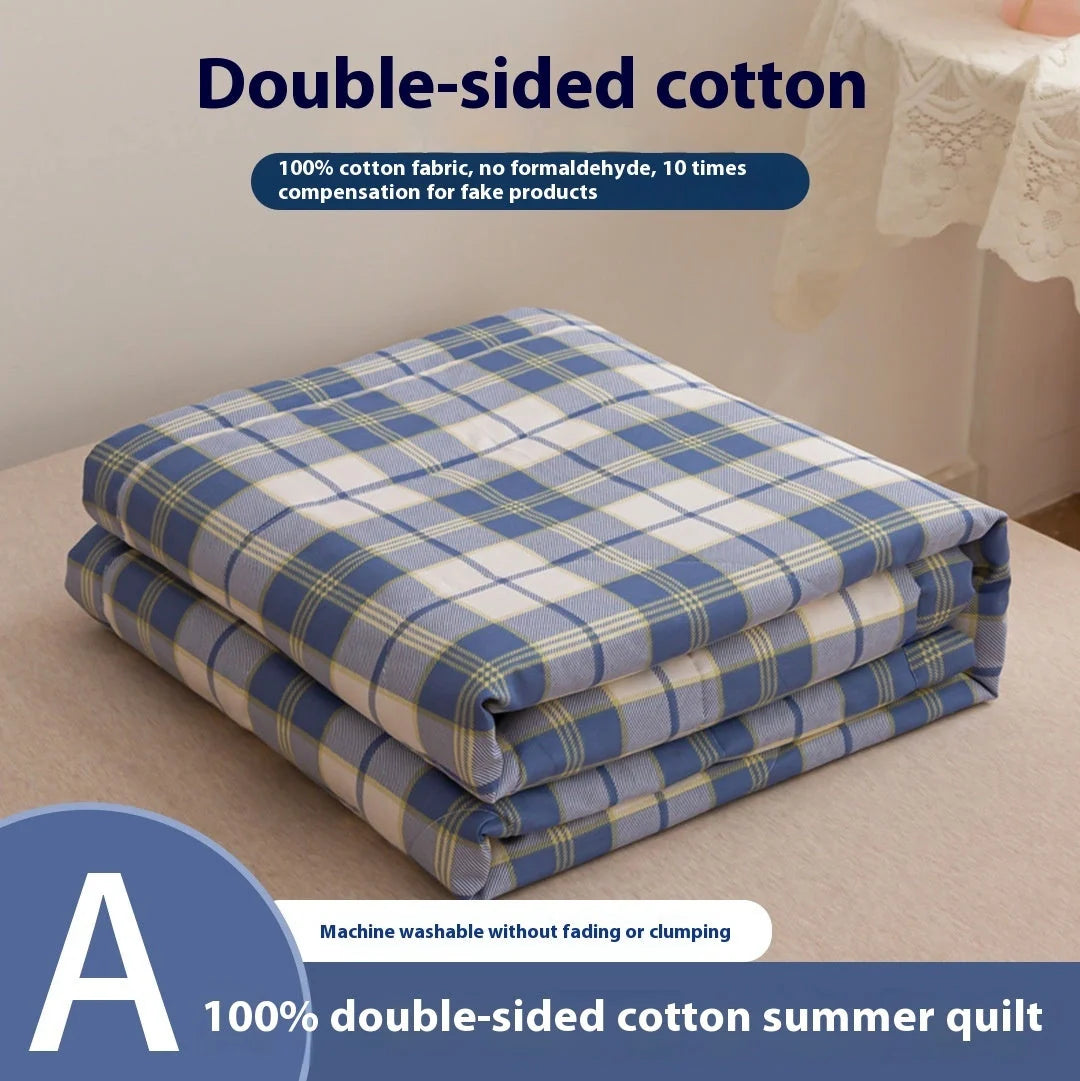 Double-sided cotton summer blanket with vibrant prints and antibacterial protection