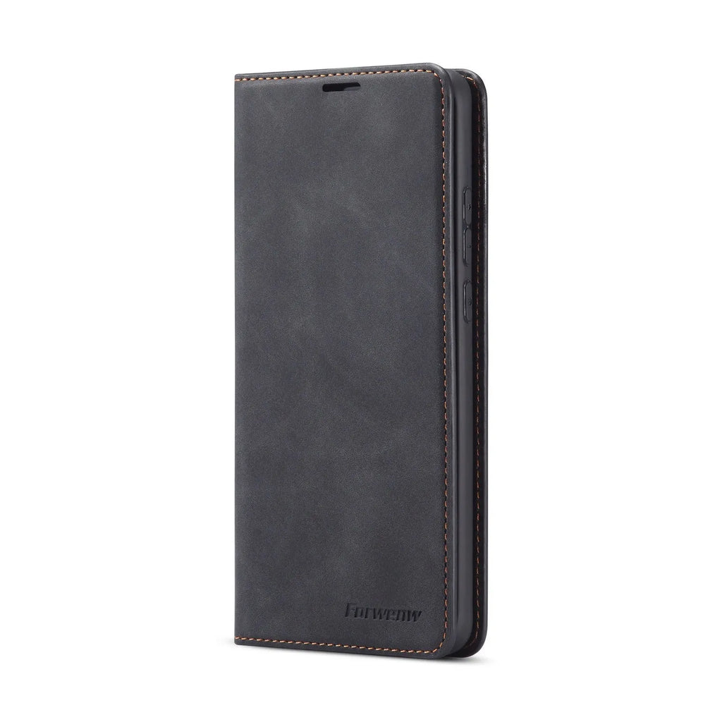 Flip-style card-inserting mobile phone case in black for Huawei P40Pro with card slots visible
