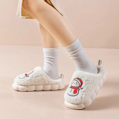 Cozy snowman-themed slippers with plush materials, anti-slip soles, and a variety of color options for comfortable indoor wear