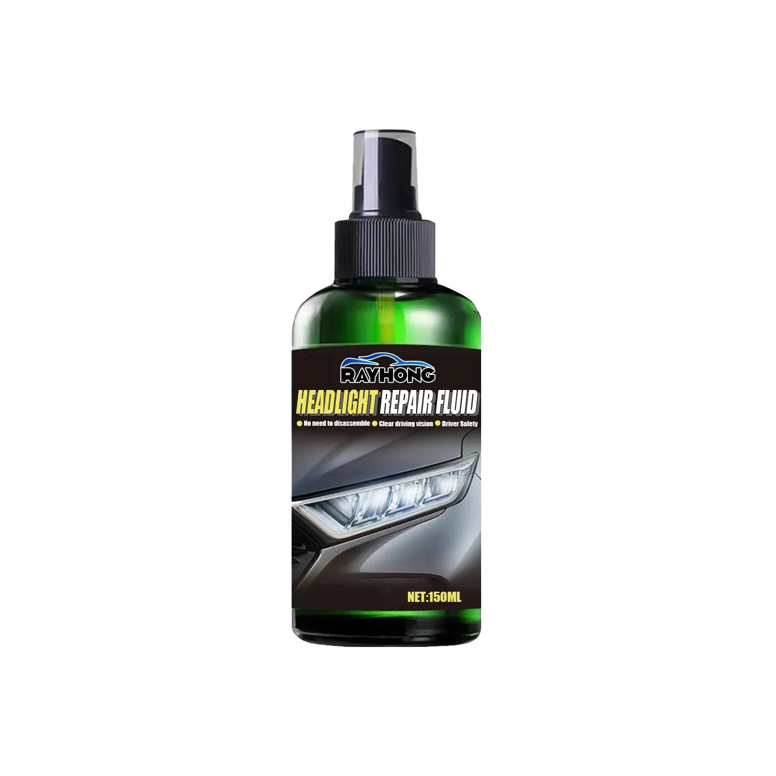 150ml bottle of car headlight repair liquid for restoring yellowed plastic lenses.
