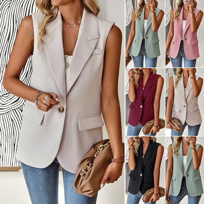Women's loose fit sleeveless suit vest in various colours