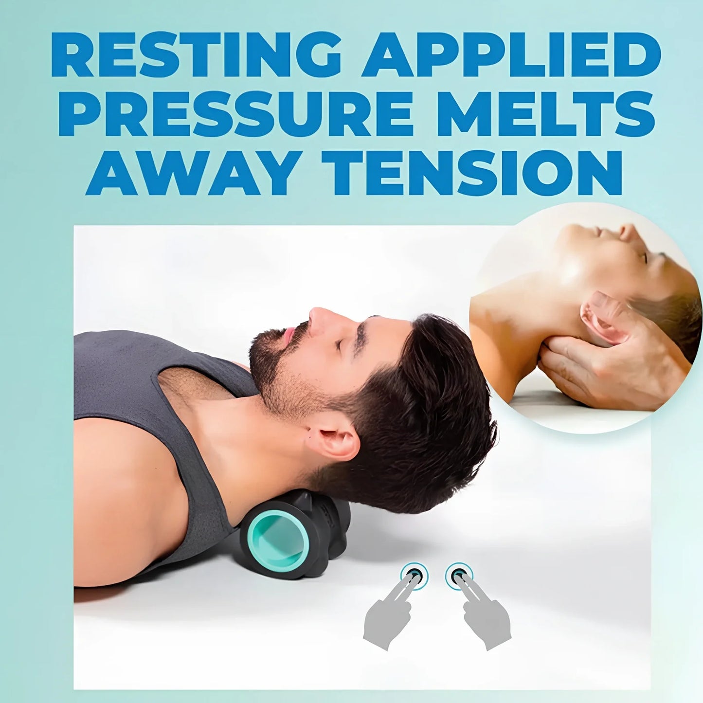 Black YBS cervical massager, 12.5 cm x 11.1 cm, PU and ABS for neck thumb pressure relief