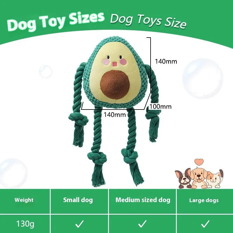 Green plush dog toy with interactive sound and bite resistance, 14cm size