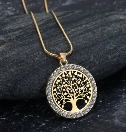 Asgard Crafted Celtic Tree of Life Ladies Pendant with Cubic Zirconia in gold, rose gold, and silver finishes