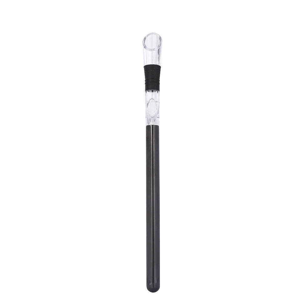 Stainless steel wine chilling rod with leakproof pourer