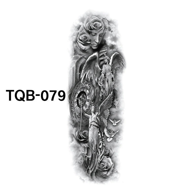 Waterproof full arm tattoo sticker with vibrant designs for temporary body art