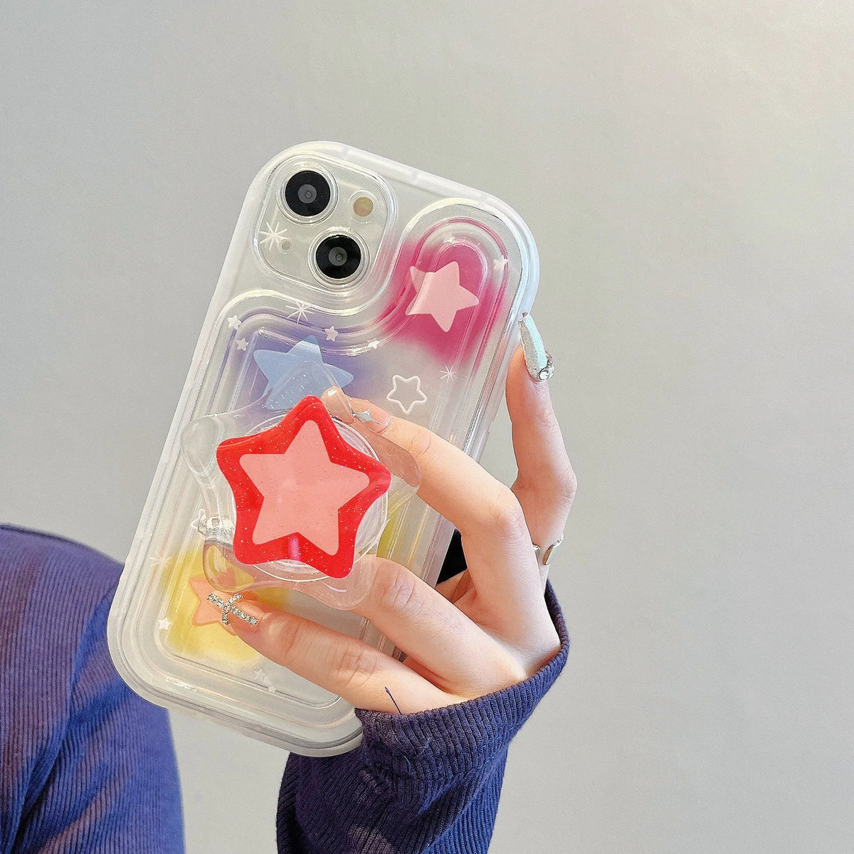 Blooming colour TPU phone case with airbag edge and XINGX bracket for iPhone 11-14 Pro Max