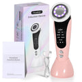 Red and blue light therapy face lifting instrument with EMS vibration, white colour, on a clean surface