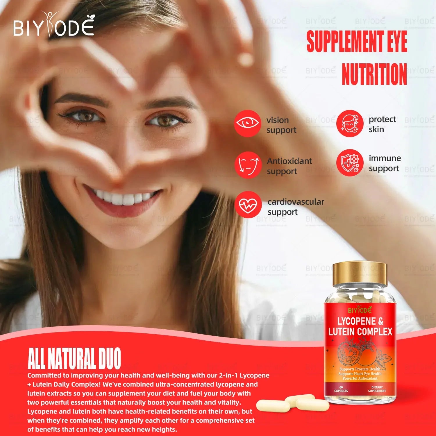 Jiabeikang lycopene and lutein 2 in 1 capsules bottle for blood heart eyes health supplement