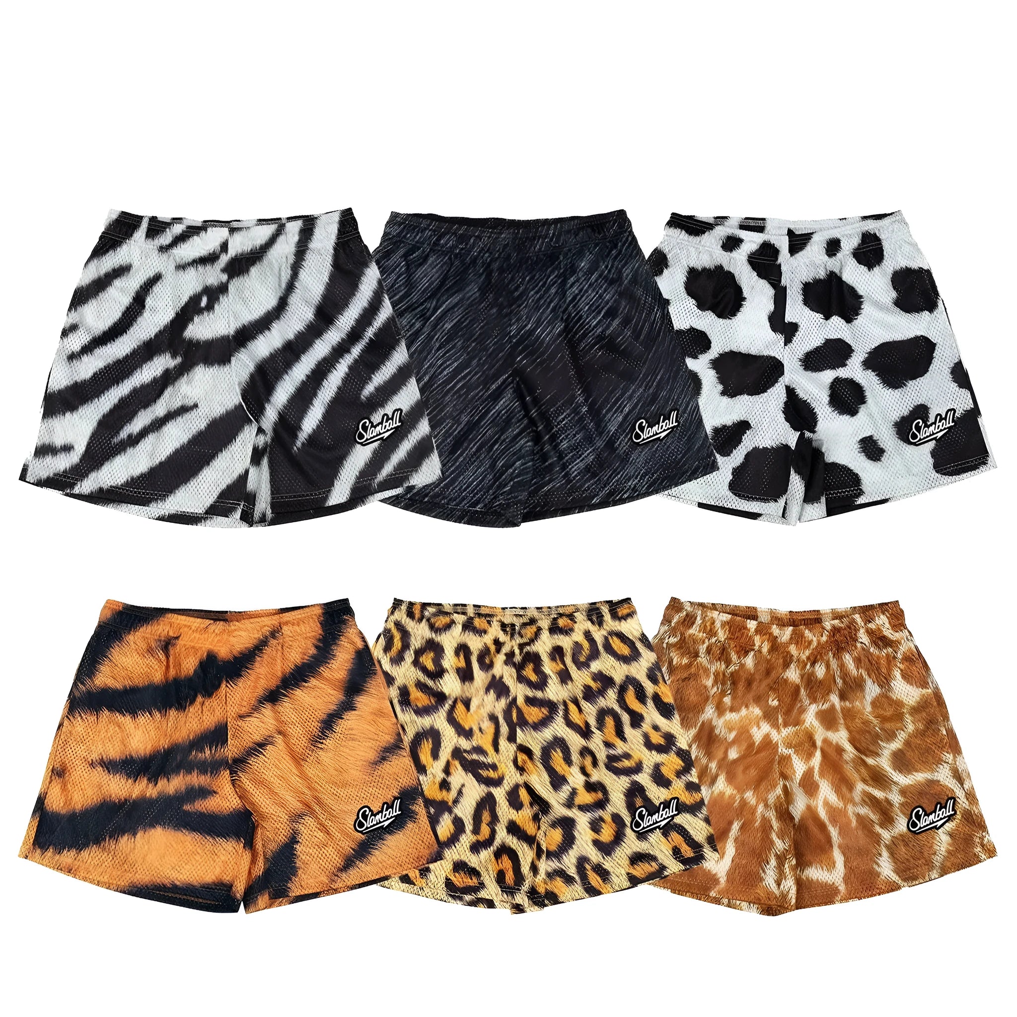 Men's leopard print training shorts quick drying polyester milk silk lining