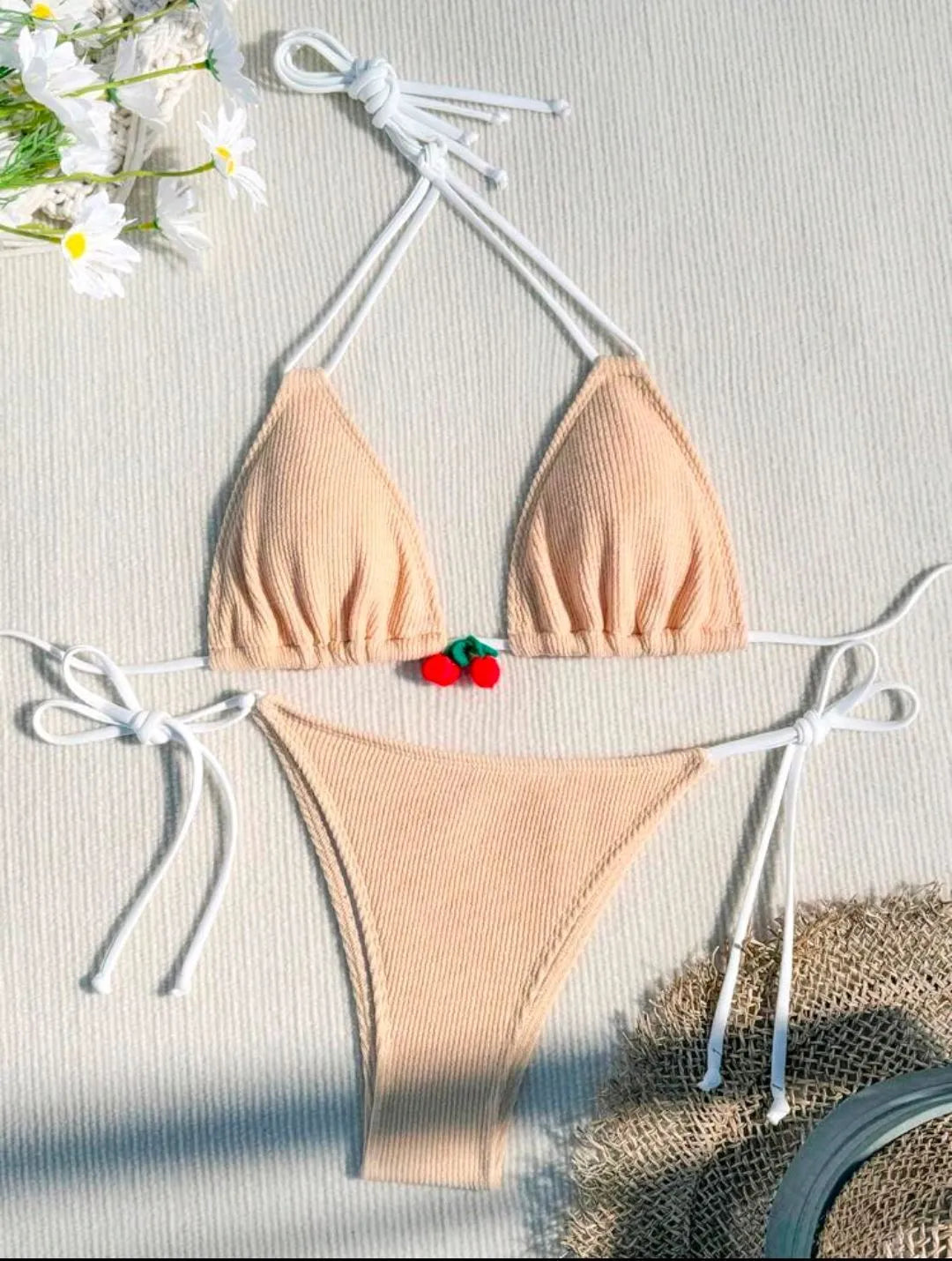 Solid colour backless bikini swimsuit in high elasticity nylon fabric for swimming