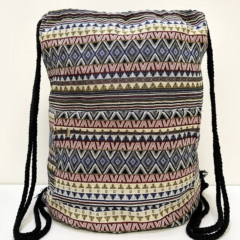 Original Simplicity lightweight literary style backpack with geometric pattern in jacquard fabric