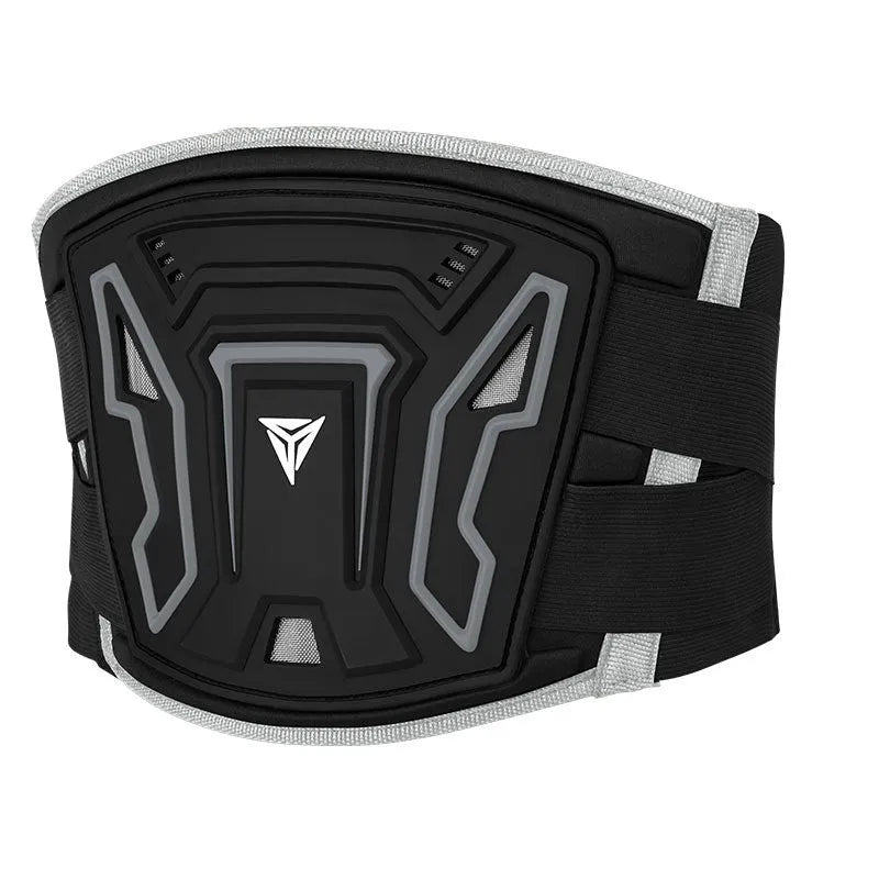MDL1028 motorcycle riding waist support waistband in black or red, adjustable harness design for long-distance travel