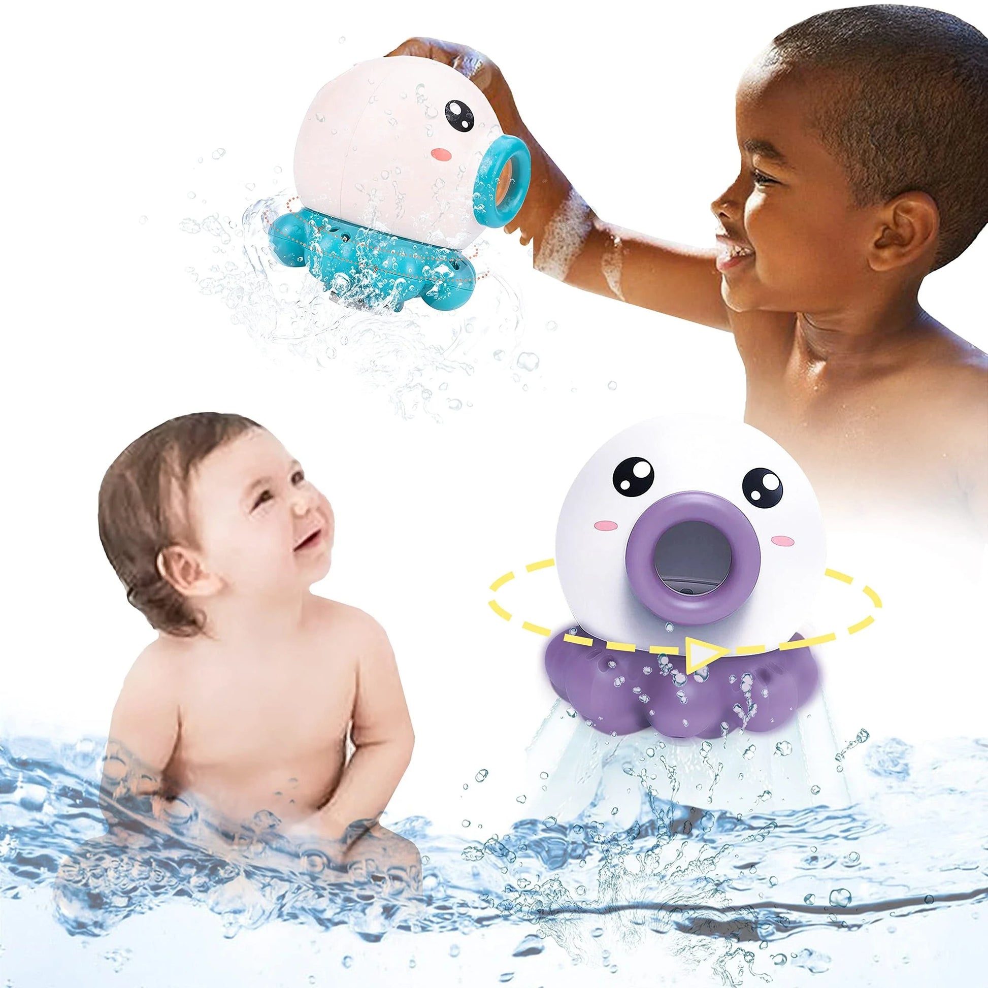 Spin & Spray Octopus Bath Toy - Rotating Shower Fun for Kiwi Kids