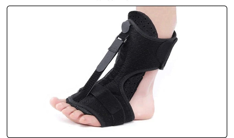 Adjustable dorsal night splint for plantar fasciitis and foot drop support in black