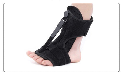Adjustable dorsal night splint for plantar fasciitis and foot drop support in black