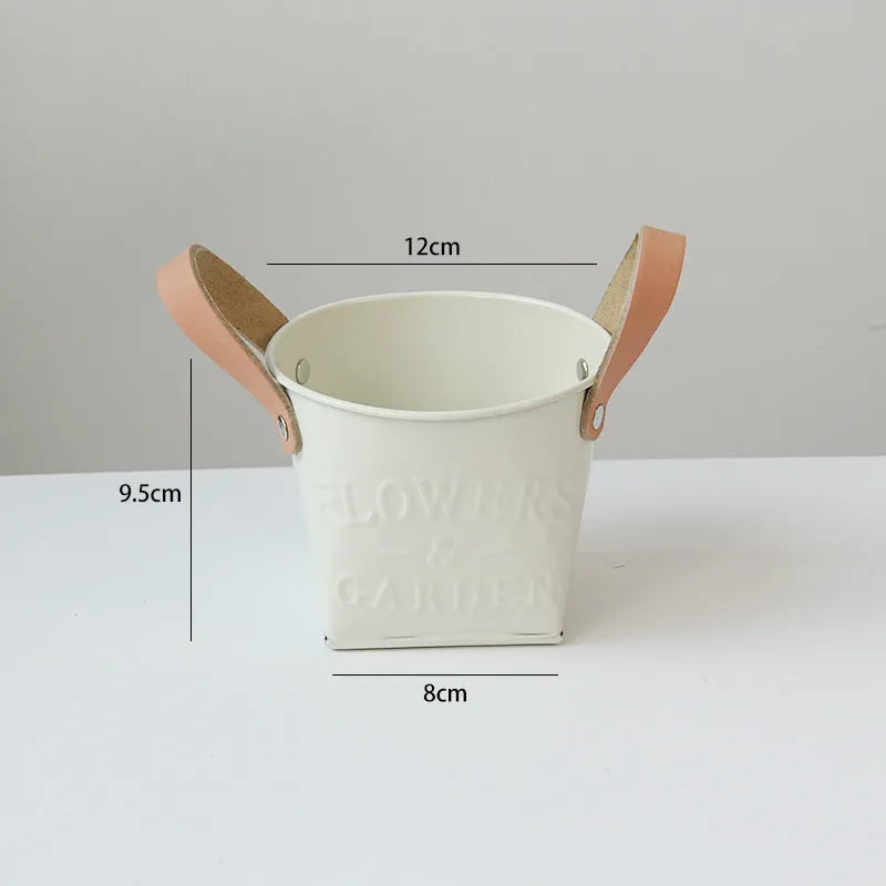 Iron flower pot American style desktop display large size handcrafted metal pot