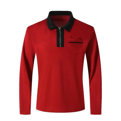 2024 Autumn Men's Long Sleeve Zipper Polo Shirts in various colors