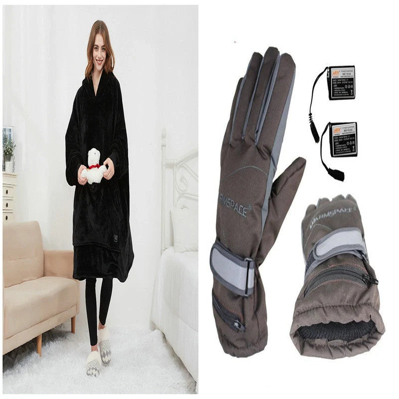 USB heated oversized hoodie blanket in various colours with large back heating area