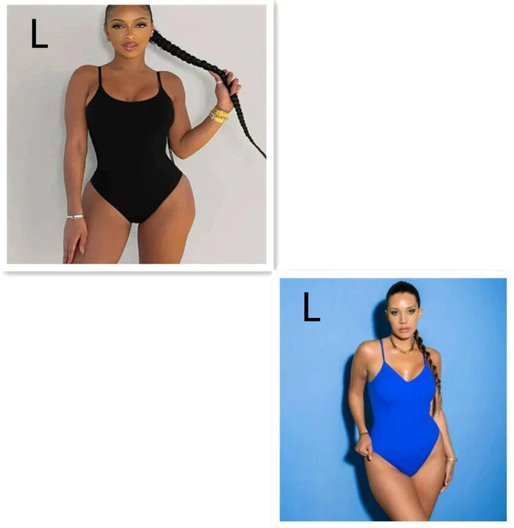 Stylish backless one-piece swimsuit for women in various vibrant solid colors