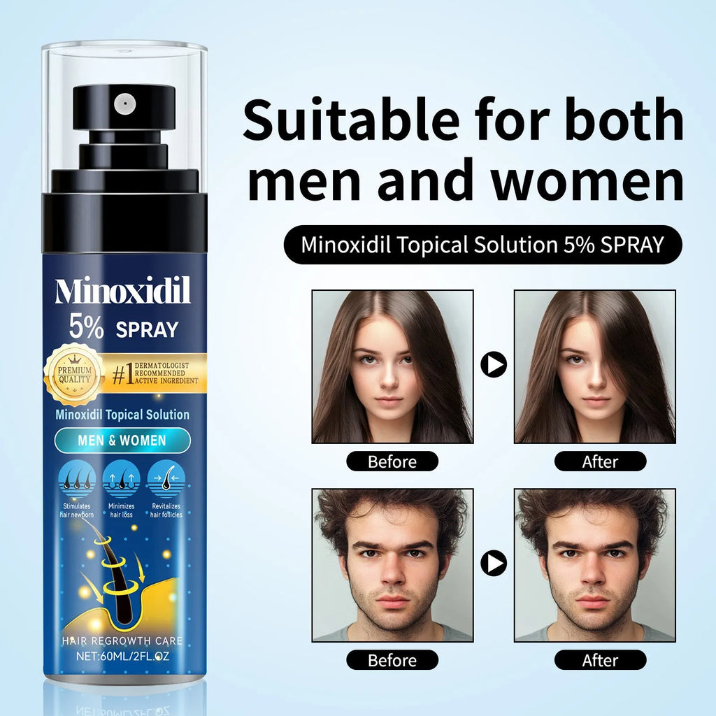 White bottle of hair thinning relief moisturising spray 60ml on clean background