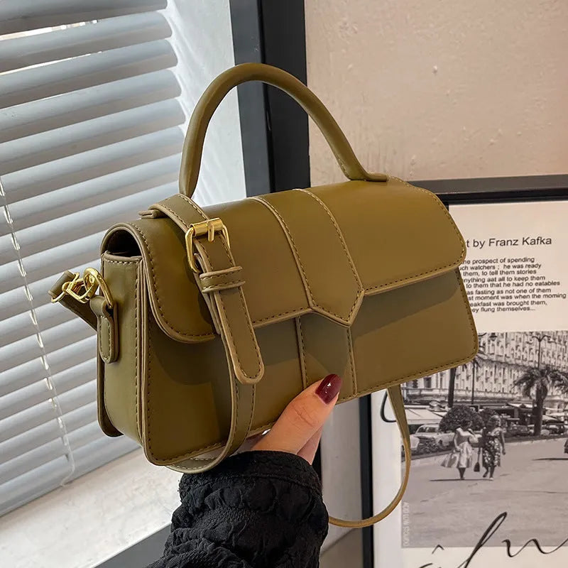 Women's horizontal square PU messenger bag with file pocket compartment in multiple colour options