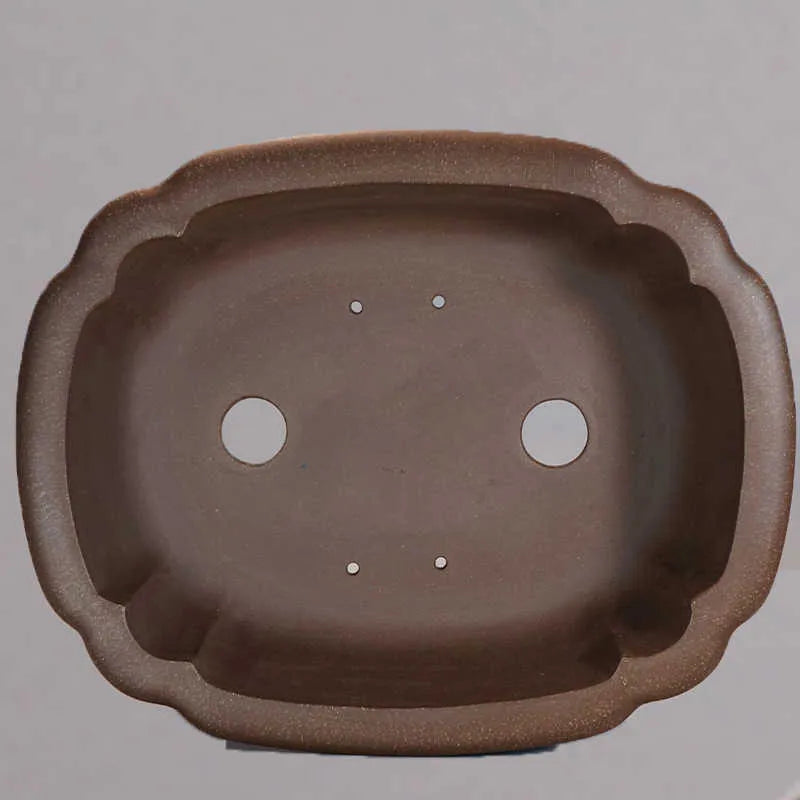 Handmade rectangular purple sand clay begonia flower pot for desktop plants, antique style.