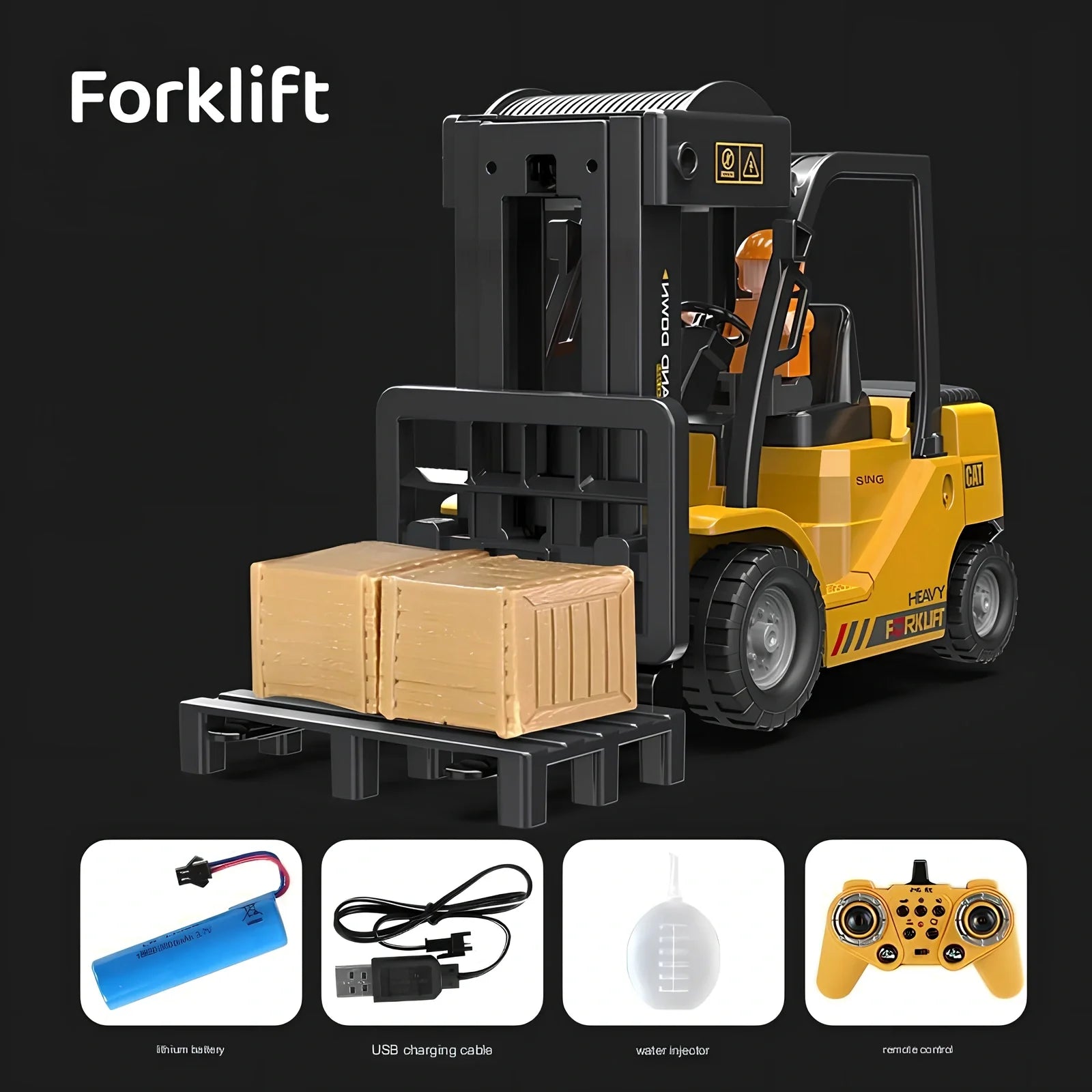 Children's grey-green 11-channel alloy excavator toy car with remote control, rechargeable battery, and simulation digging arm extended 15cm