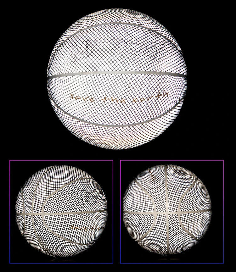 Glowing luminous fluorescent basketball with unique reflective effects for night games