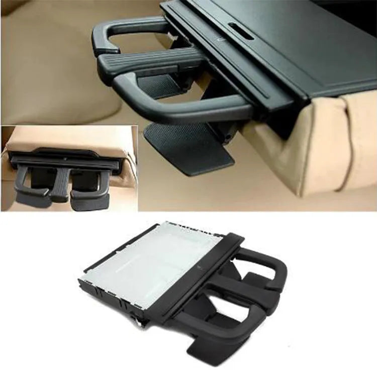 Black ABS car cup holder for seat installation, boxed dimensions 19.5 x 13 x 3 cm