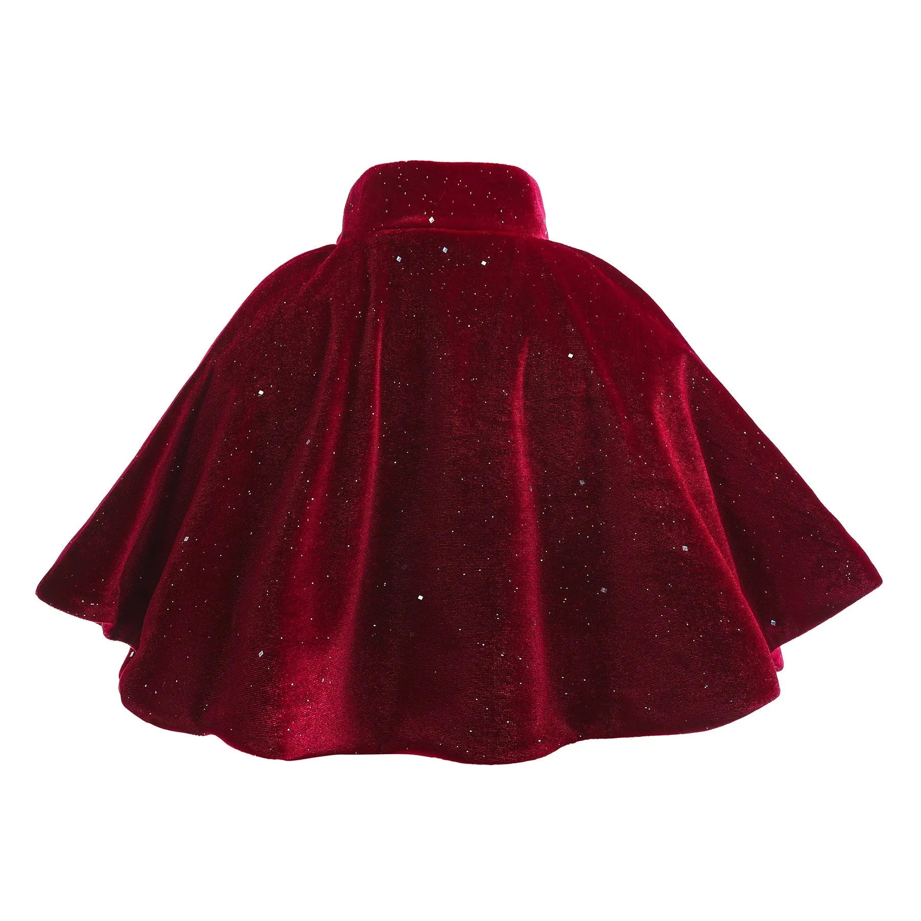 Girl's burgundy cotton blend cape cloak with single button closure, suitable for autumn and winter