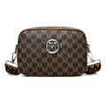 Women's synthetic leather crossbody bag with wide shoulder strap and three-dimensional front pocket