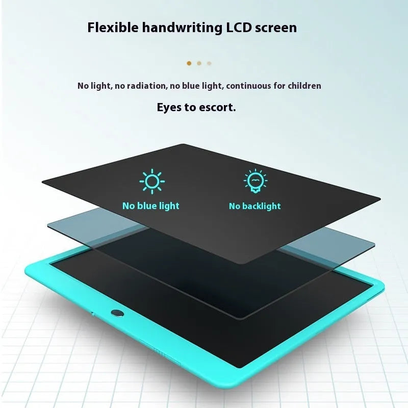 Children's 8.5 inch LCD handwriting board in blue with flexible colour screen and stylus